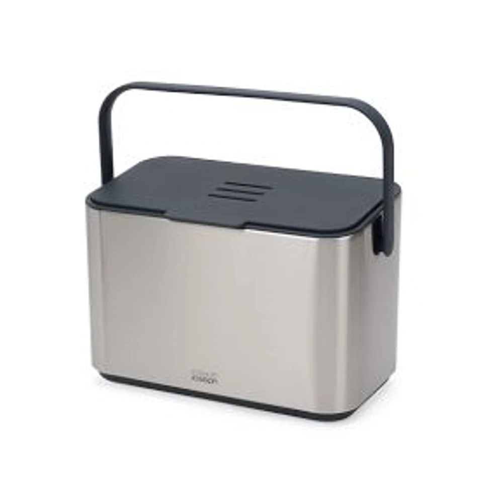 Joseph and Joseph Collect 4L Food Waste Caddy with Removable Bucket, Stainless-Steel