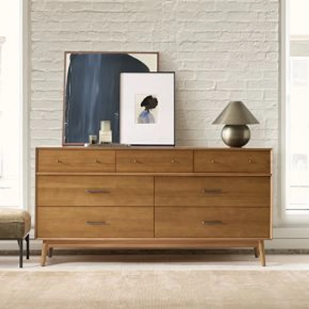 Mid-Century (72") 7-Drawer Dresser, Acorn