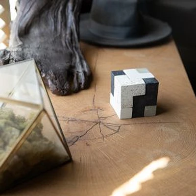 Brave New Cube Soma Cube Concrete Terrazzo Gray Scale