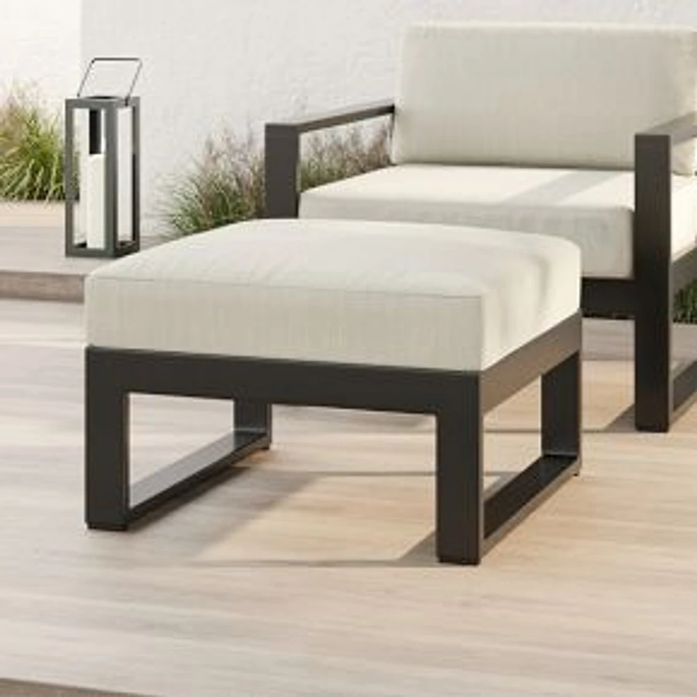 Portside Aluminum Outdoor Ottoman, Dark Bronze