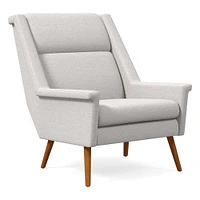 Carlo Highback Chair, Poly, Yarn Dyed Linen Weave, Alabaster, Pecan