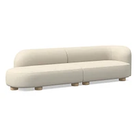 Laurent 122.5" 2-Piece Bumper Sofa, Left-Arm 2 Seater Right-Arm Performance Yarn Dyed Linen Weave, Alabaster, Blonde