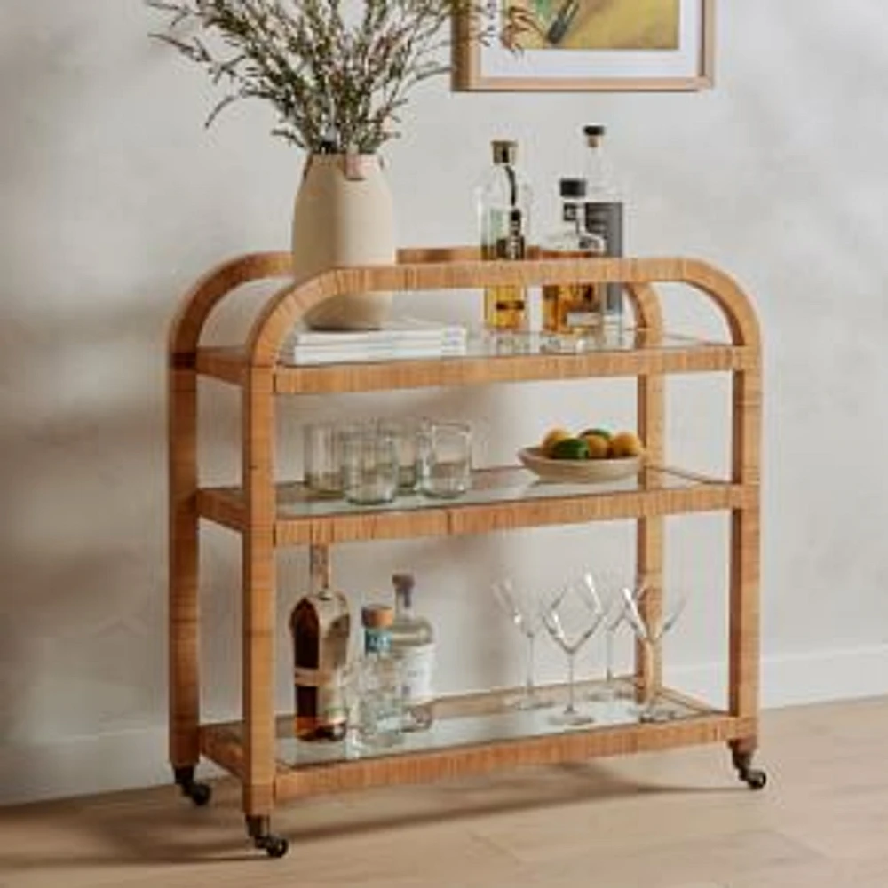 Rounded Wood Bar Cart,Wood,