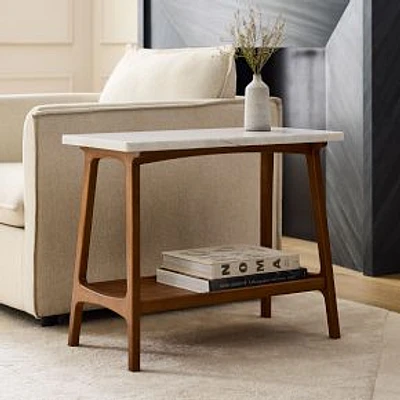 Reeve Mid-Century 28" Side Table, Marble, Acorn