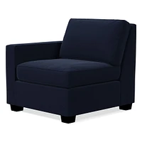 Open Box: Henry Left Arm Chair, Poly, Distressed Velvet, Midnight, Chocolate