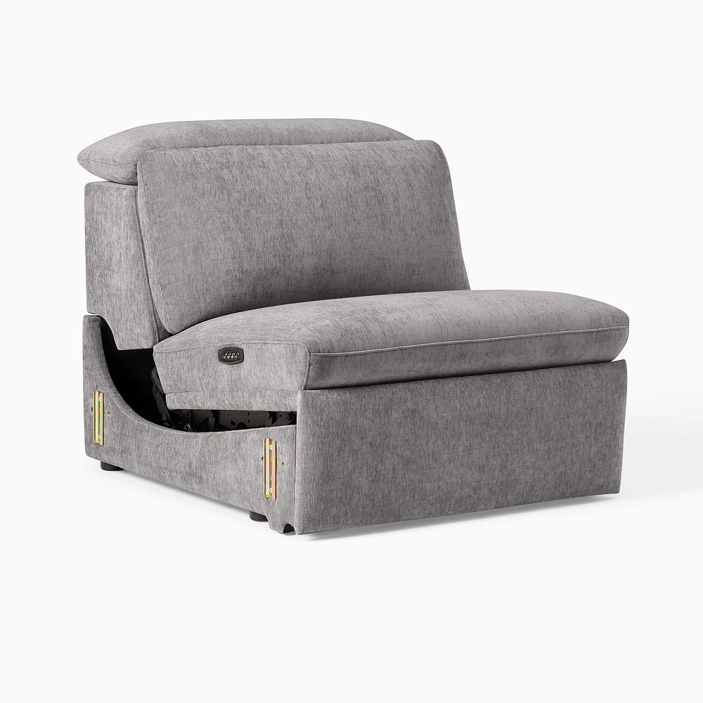 Open Box: Shelter Motion Reclining Armless Single Sectional - Distressed Velvet, Storm Gray | West Elm