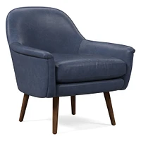 Phoebe Midcentury Chair, Poly, Halo Leather, Banker, Pecan