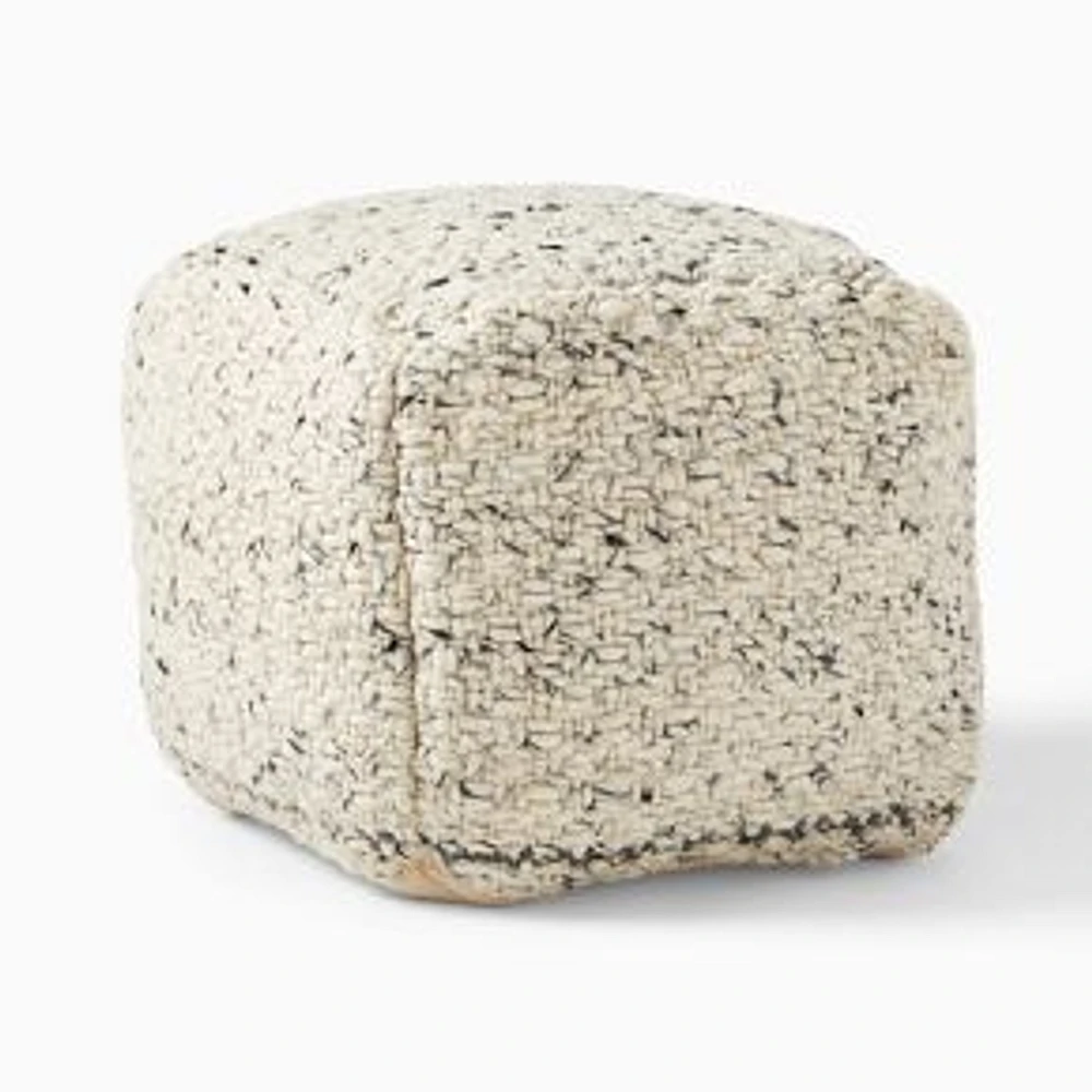 Marled Texture Chunky Pouf, White, 18"x18"x18"