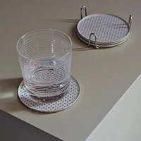 Billy Cotton Perforated Metal Coasters, White, Set of 4