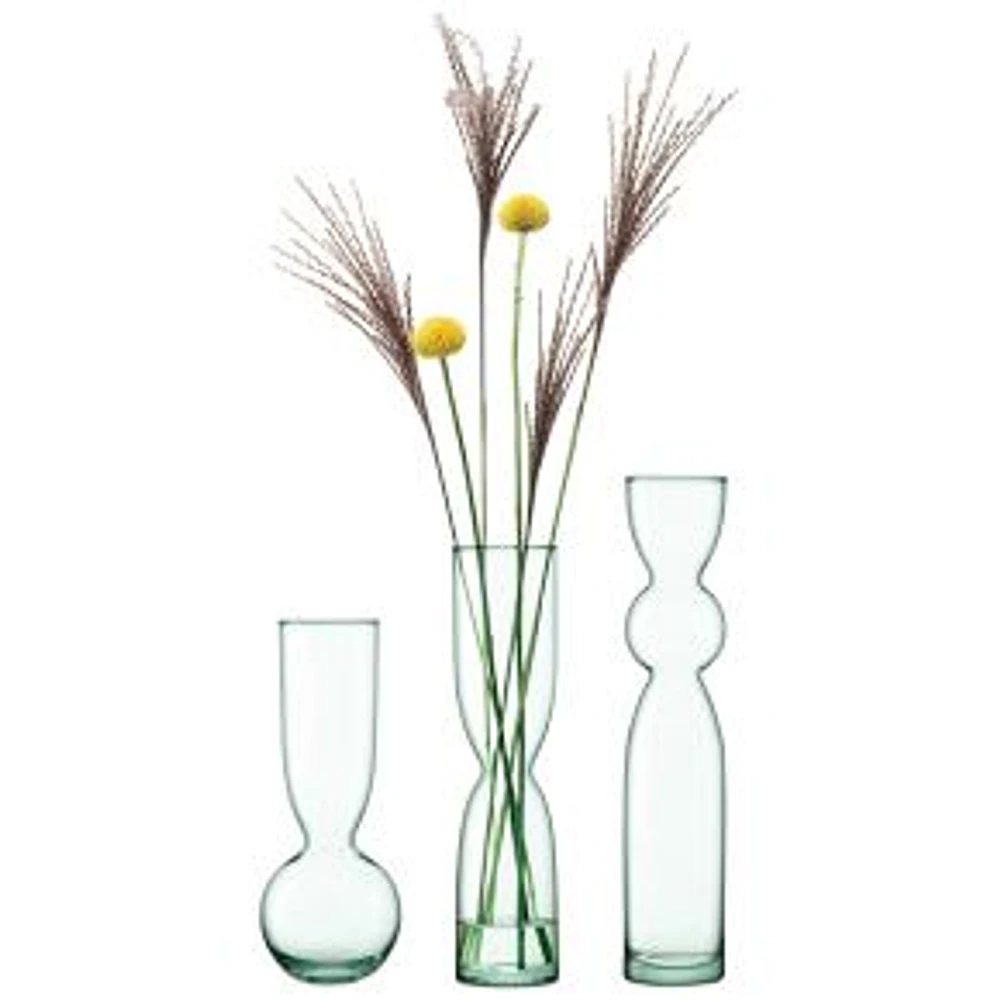 Canopy Trio Recycled Glass Vase Set, Transparent Green