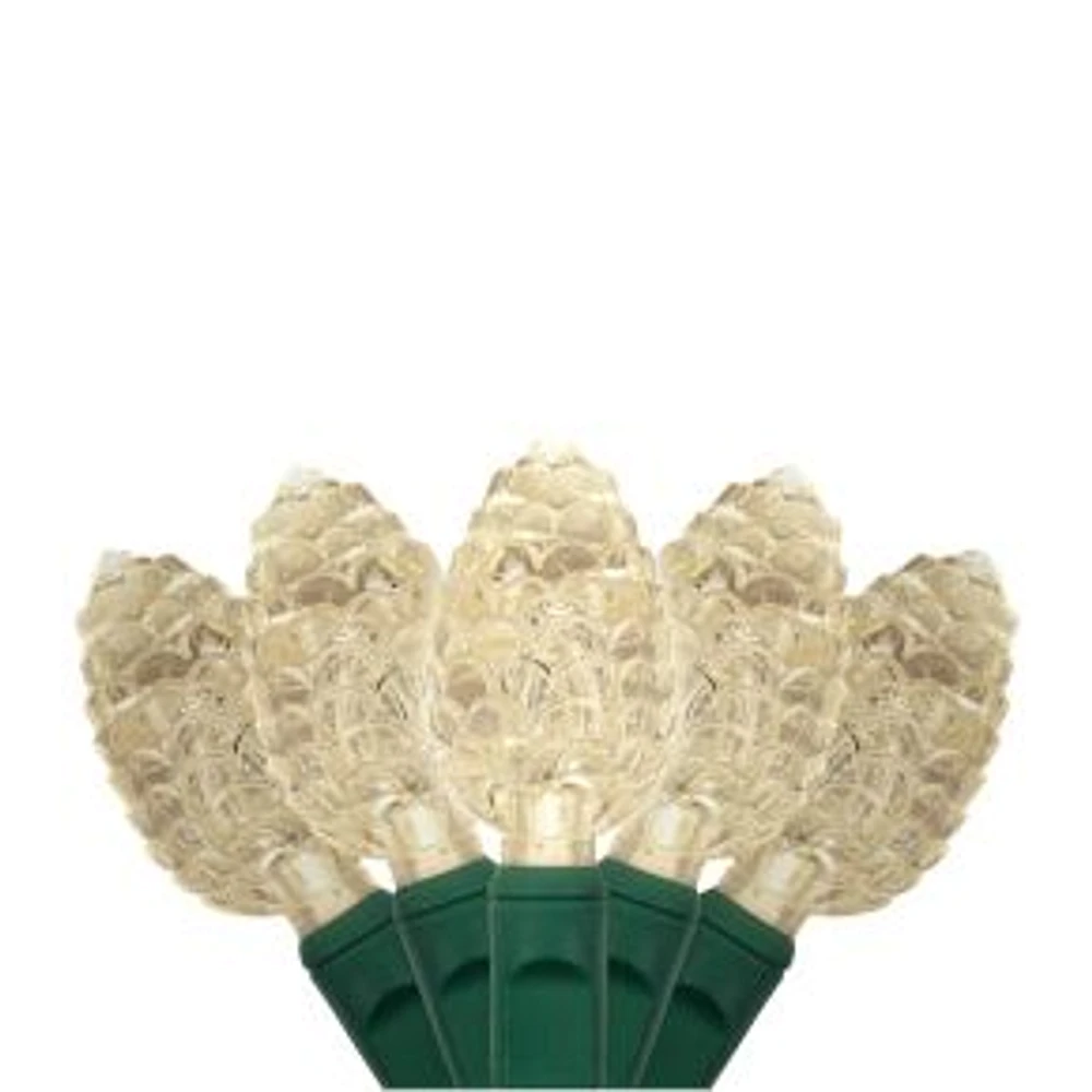 17.5' LED Pinecone Lights, Warm White, 25 Bulbs, 8"