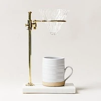 Coffee Pour Over Stand Base, Stainless Steel + Marble, Gold