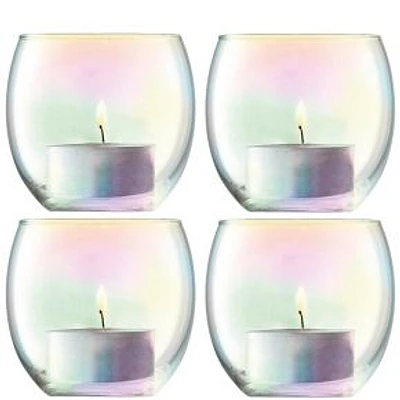 Pearl Iridescent Glass Votive, Set of 4