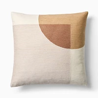 Crewel Overlapping Shapes Pillow Cover, 20"x20", Cumin