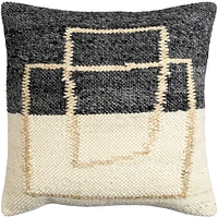 Kambalny Pillow Cover, 20"x20", Beige/Black/Tan