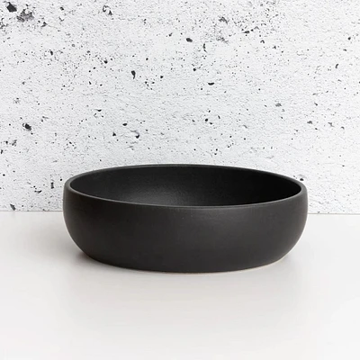 Gharyan Shallow Stoneware Serving Bowl, 60 oz, Matte Black