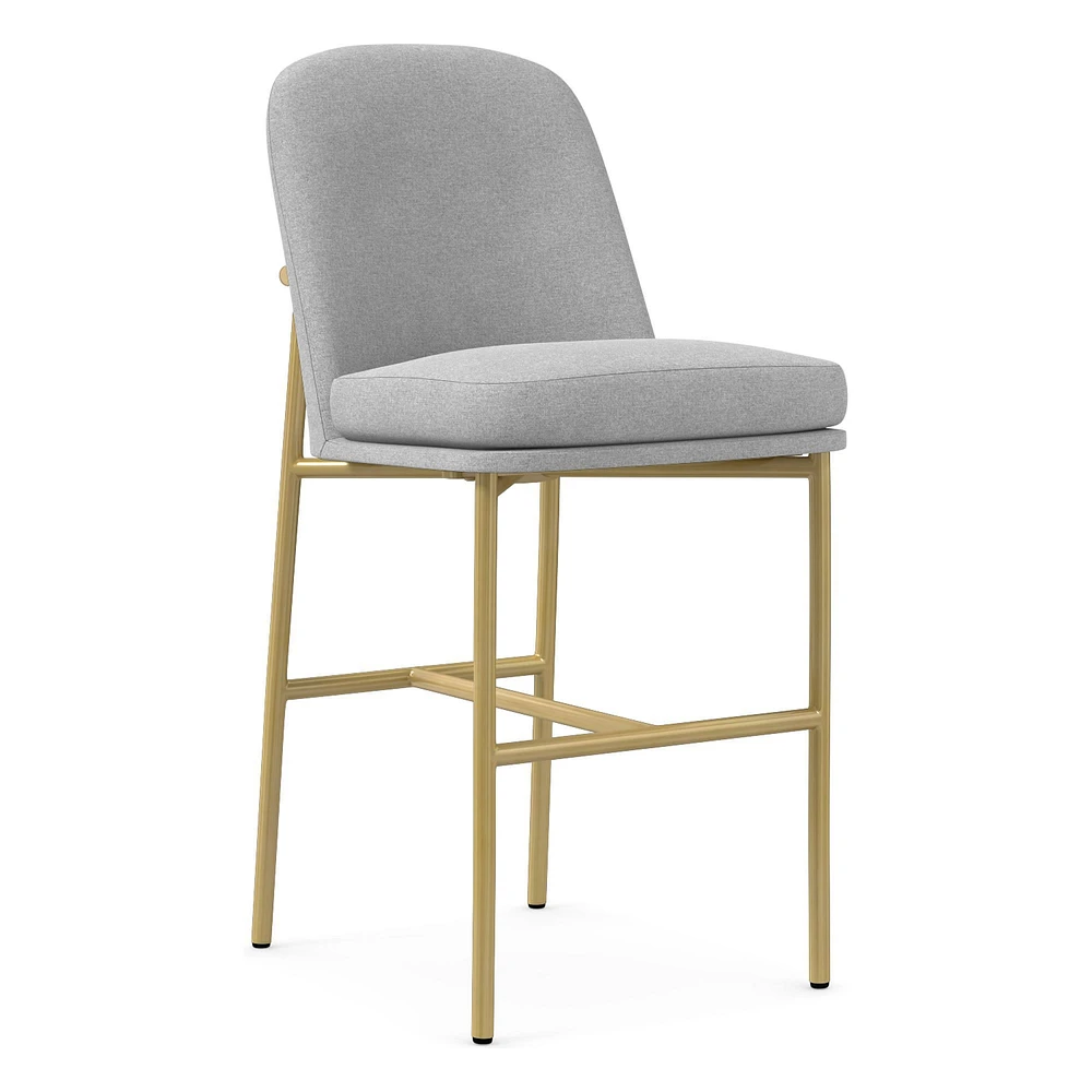 Open Box: Jack Metal Frame Counter Stool, Distressed Velvet, Frost Gray, Light Bronze