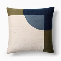 Crewel Overlapping Shapes Pillow Cover, 20"x20", Cumin