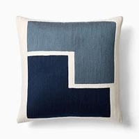 Stacked Shapes Crewel Pillow Cover, 20"x20", Slate