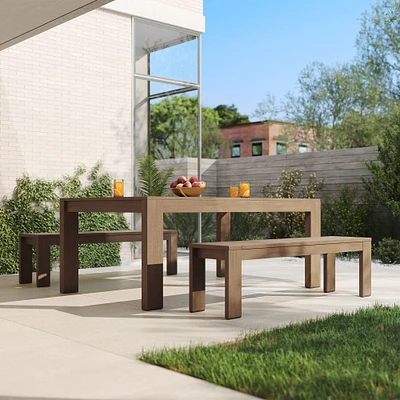 Telluride Expandable Outdoor Dining Table and 2 Benches, Reef