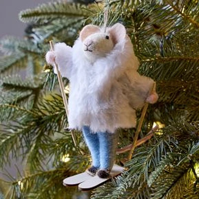 Felt Skiing Mouse Ornament