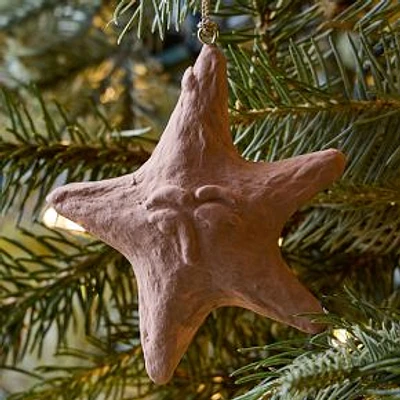 Cotton Mache Star Ornament, Yellow