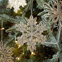 Die Cut Paper Snowflake Ornament, White, Set of 9