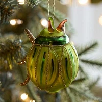 Glass Green Beetle Ornament