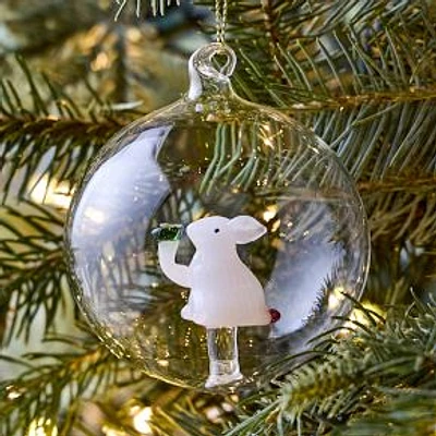 Glass Orb Bunny Ornament