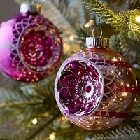 Shiny Brite Pink Glass Balls Ornaments, Set of 6