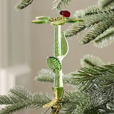 Glass Green Iris Ornament