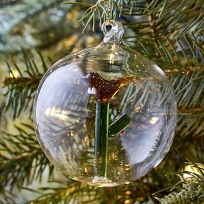 Glass Orb Cardinal Ornament