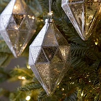 Glass Geometric Ornament, Silver