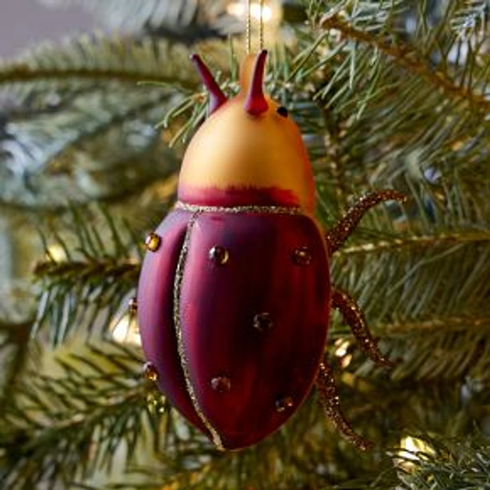 Glass Red Beetle Ornament