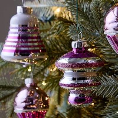 Shiny Brite Pink Glass Shapes Ornaments, Set of 9