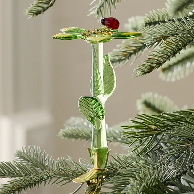 Glass Green Iris Clip-On Ornament | West Elm