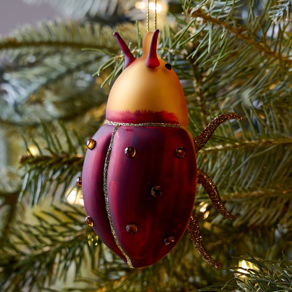 Glass Red Beetle Ornament | West Elm