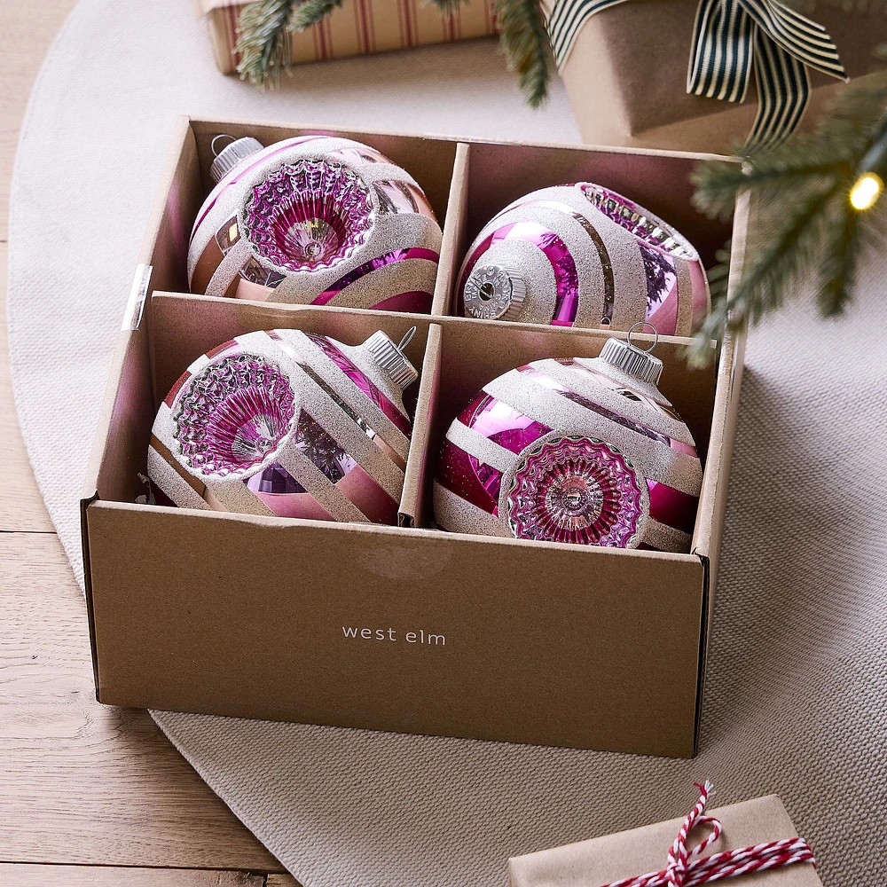 Shiny-Brite™ Pink Glass Ball Ornaments (Set of 4) | West Elm