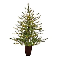 Pre-Lit Faux Potted Vancouver Mountain Pine Tree, 4.5', Green