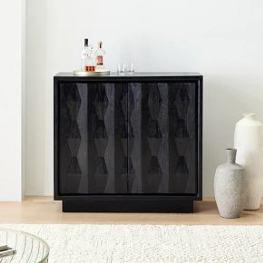 Carved Pattern 47" Entry Storage Cabinet, Black