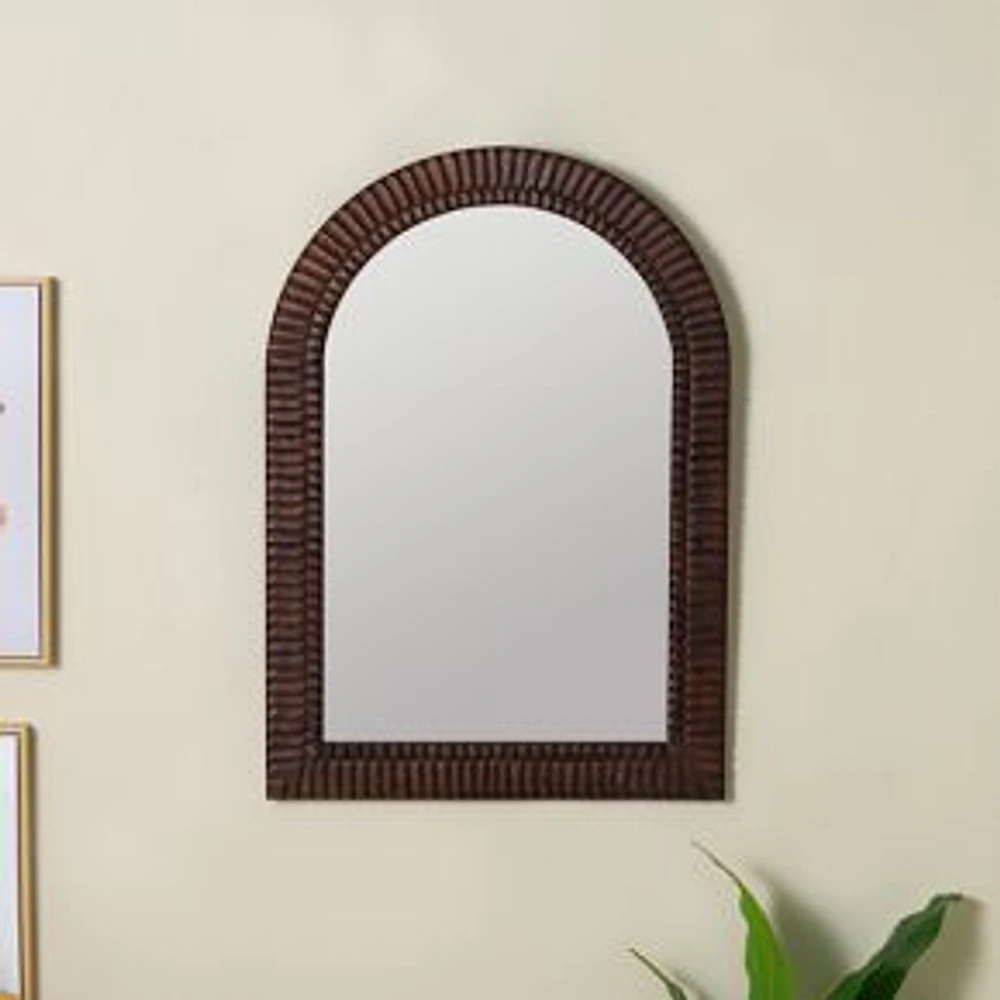 Meredith Wood Wall Mirror, Walnut, 24"Wx34"H