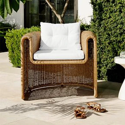 Tucson Woven Outdoor Chair, Natural, Stinson White Olefin