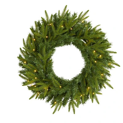 Pre-Lit Faux Pine Wreath | West Elm