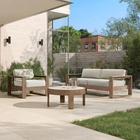 Portside Outdoor Sofa (75"), Lounge Chair & Concrete Coffee Table Set | West Elm