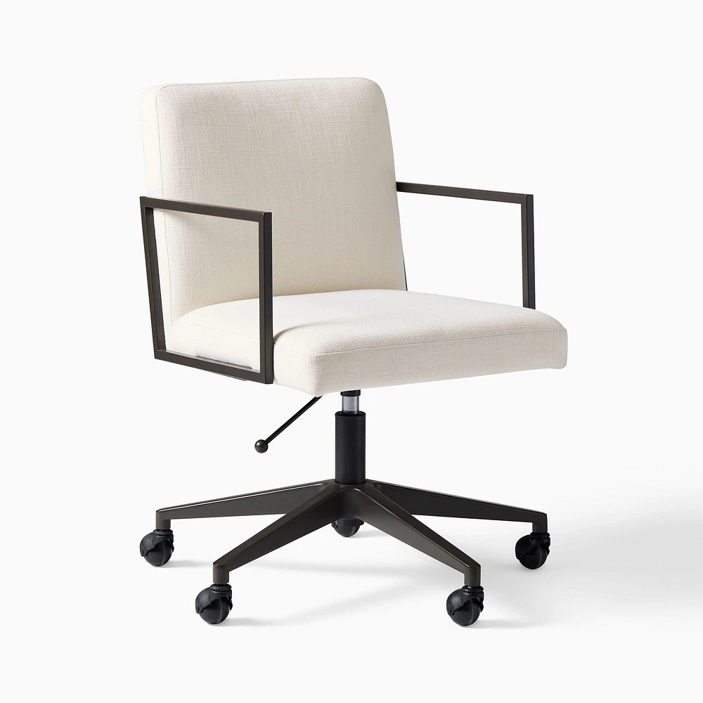 Open Box: Range Office Chair, Yarn Dyed Linen Weave, Alabaster, Dark Bronze