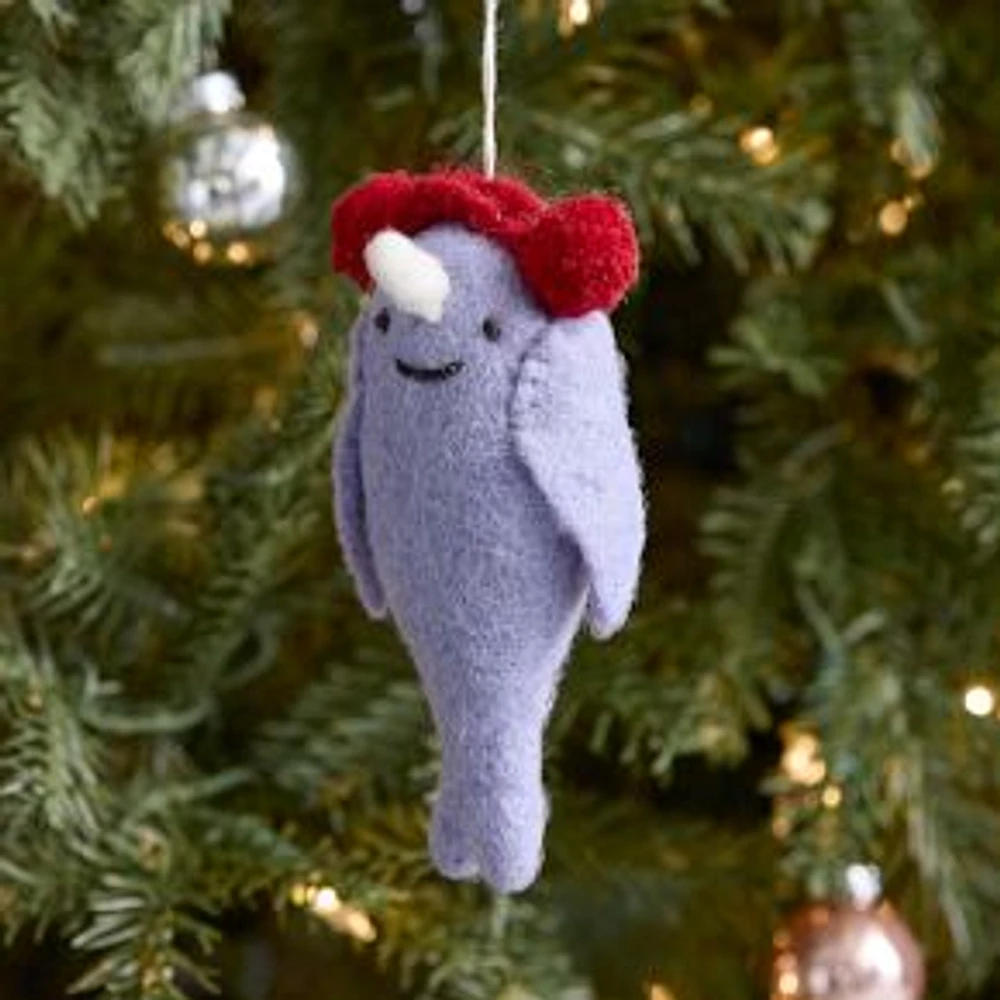 Festive Felt Narwhal Ornament