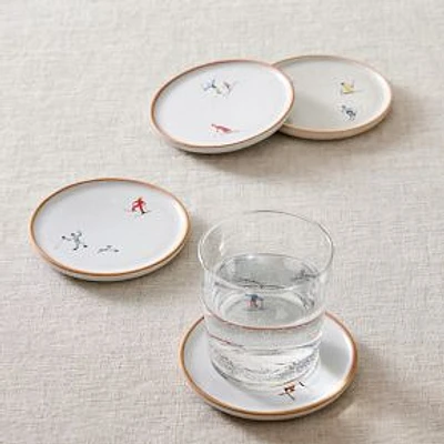 Holiday Skiers Dinnerware, Coaster, Set of 4