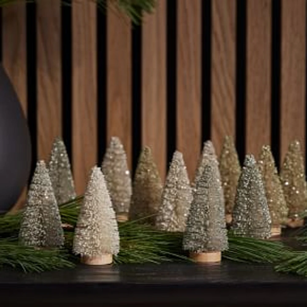 Bottlebrush Decorative Trees, Tonal Metallics, Set of 12