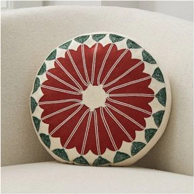 Andrew Ludick Holiday Folk Pillow Cover, 14", Red/Green