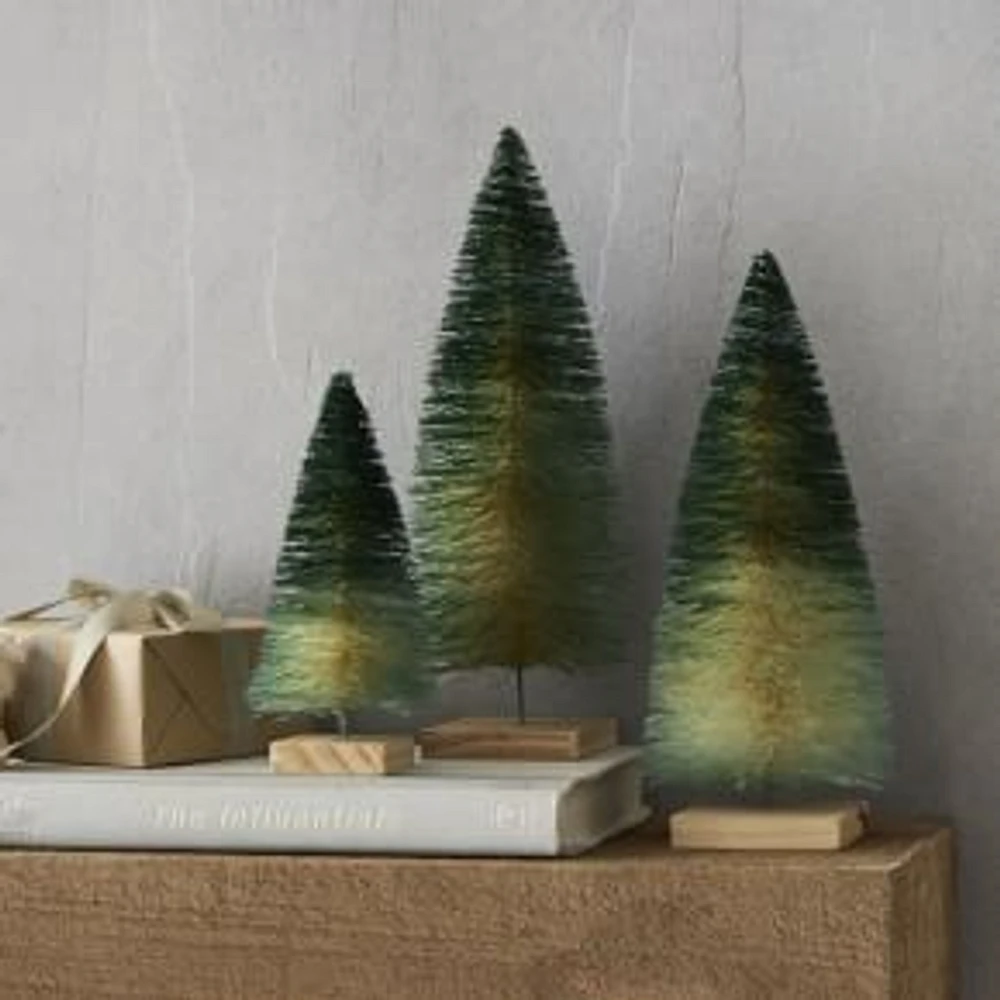 Bottlebrush Decorative Trees, Green Ombre, Set of 3